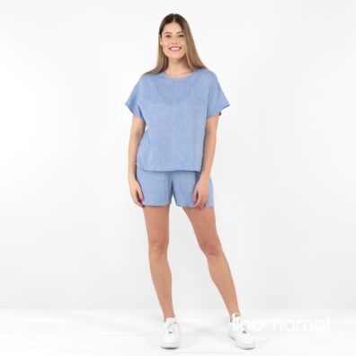 DARREN lininė melsva palaidinė ir derantys šortukai