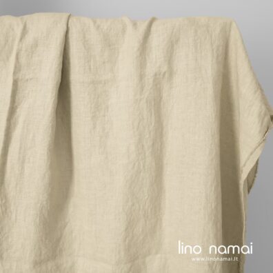 Lininis audinys šviesiai pilkšvai žalsvas skalbtas