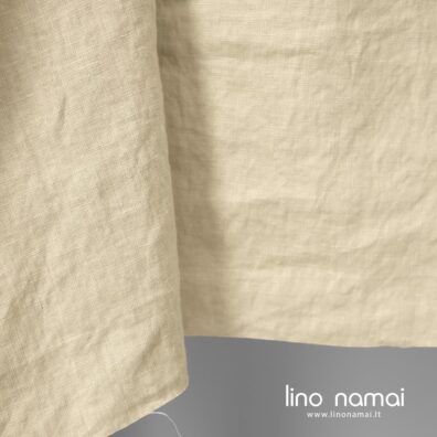 Lininis audinys šviesiai pilkšvai žalsvas skalbtas tinka drabužiams ir namų tekstilei siūti