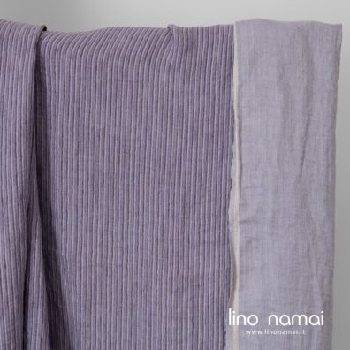 Lininis audinys violetiniais dryžiais dvipusis skalbtas
