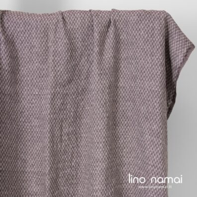 Lino audinys violetinis raštuotas skalbtas