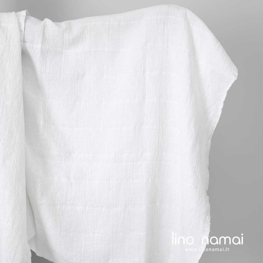 Puslininis audinys ryškiai baltas „vaflinis“ skalbtas