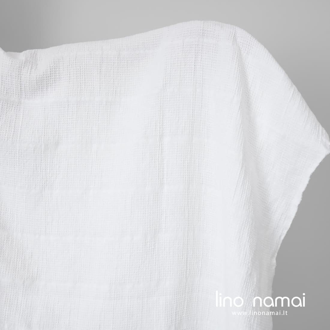 Puslininis audinys ryškiai baltas „vaflinis“ skalbtas minkštas švelnus