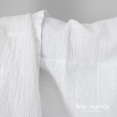 Lino - medvilnės audinys ryškiai baltas „vaflinis“ skalbtas