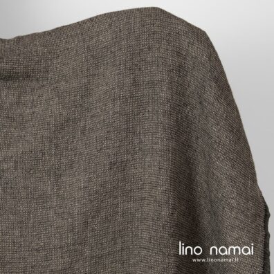 Lino-vilnos audinys rusvai juodas „vaflinis“ skalbtas minkštas švelnus