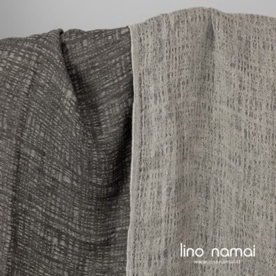 Lininis audinys žakardinis pilkas skalbtas minkštas švelnus