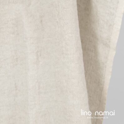 Žakardinis lino-vilnos audinys raštuotas rusvas skalbtas