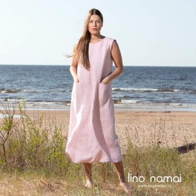 ELLE lininė rožinė suknelė