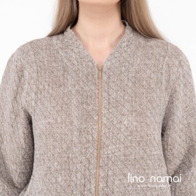 MANGA lininis rudas bomber stiliaus švarkelis su užtrauktuku