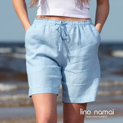 DOLFI lininiai žydri šortai