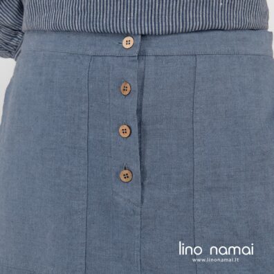 TIFA lininis mėlynas sijonas susegamas sagomis