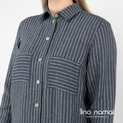 SAFARI lininė pilkai mėlyna dryžuota palaidinė