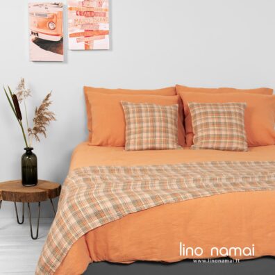 SAN DIEGO lino-medvilnės patalynė pilkai oranžinė
