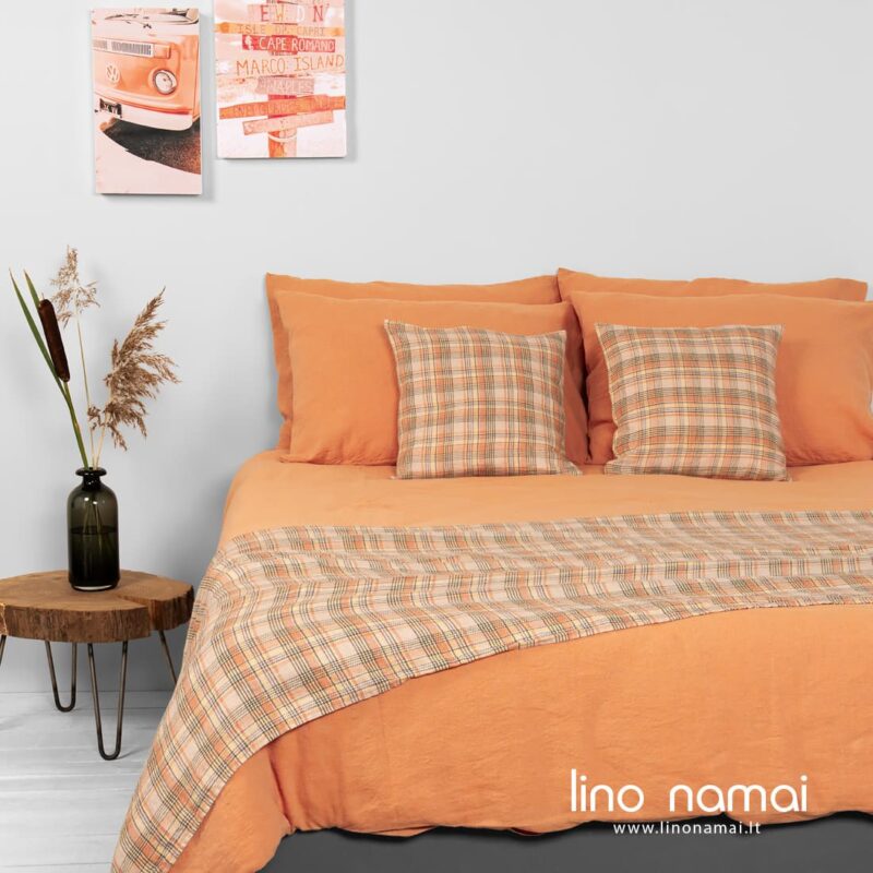 SAN DIEGO lino-medvilnės patalynė pilkai oranžinė
