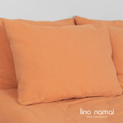 Puslininis pagalvės užvalkalas pilkai oranžinis su užkaitu SAN DIEGO