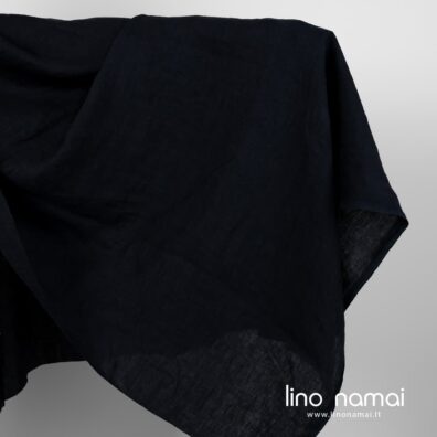 Lininis audinys mėlynai juodas platus skalbtas