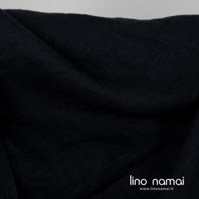 Lino audinys iš juodų ir mėlynai juodų verpalų, melanžinis, 275cm pločio