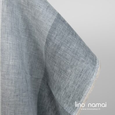 Pilkai baltas melanžinis 100% lino audinys