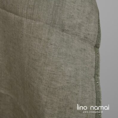 Lininis audinys pilkai žalias tinka drabužiams ir namų tekstilei siūti