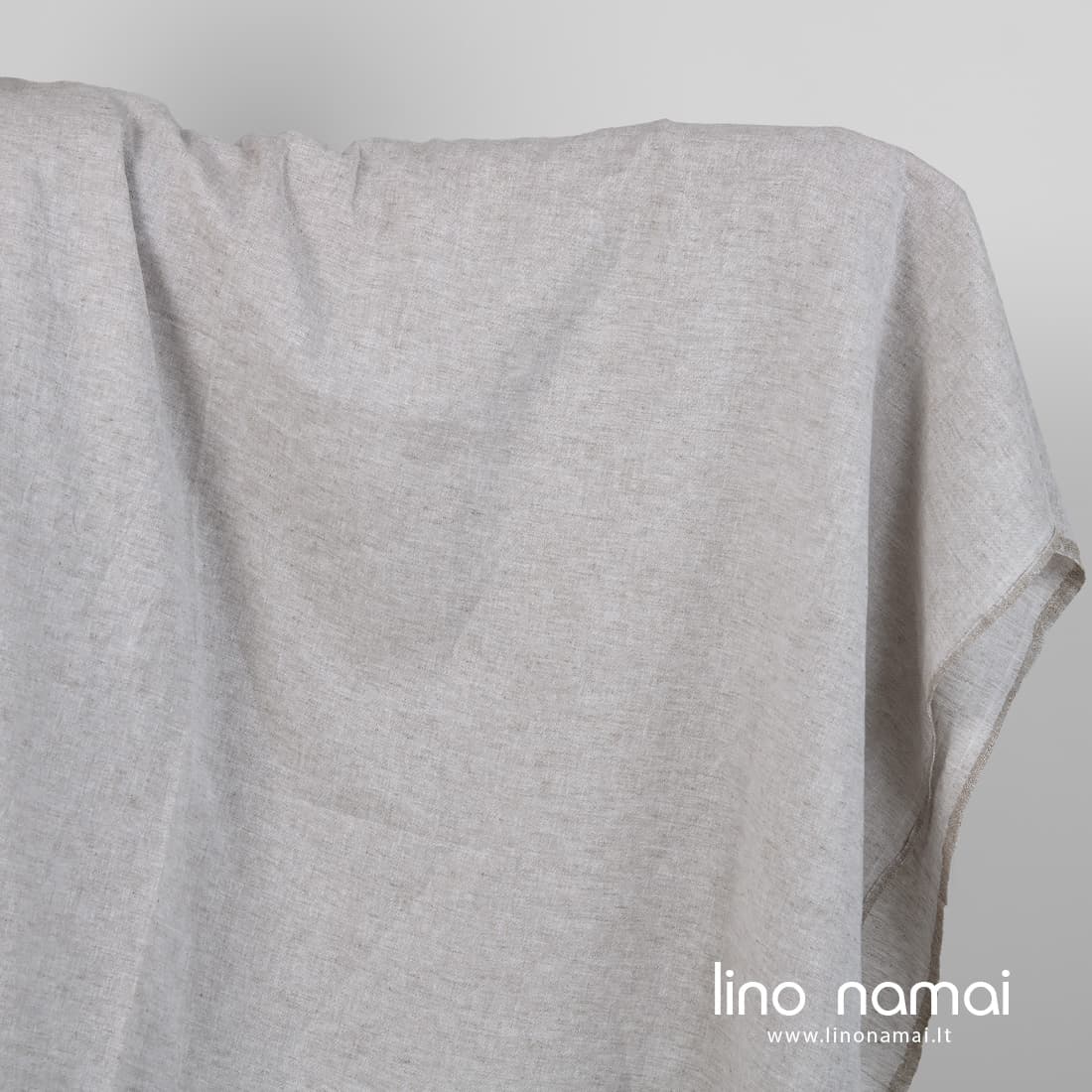 Puslininis audinys pilkai rusvas melanžinis skalbtas