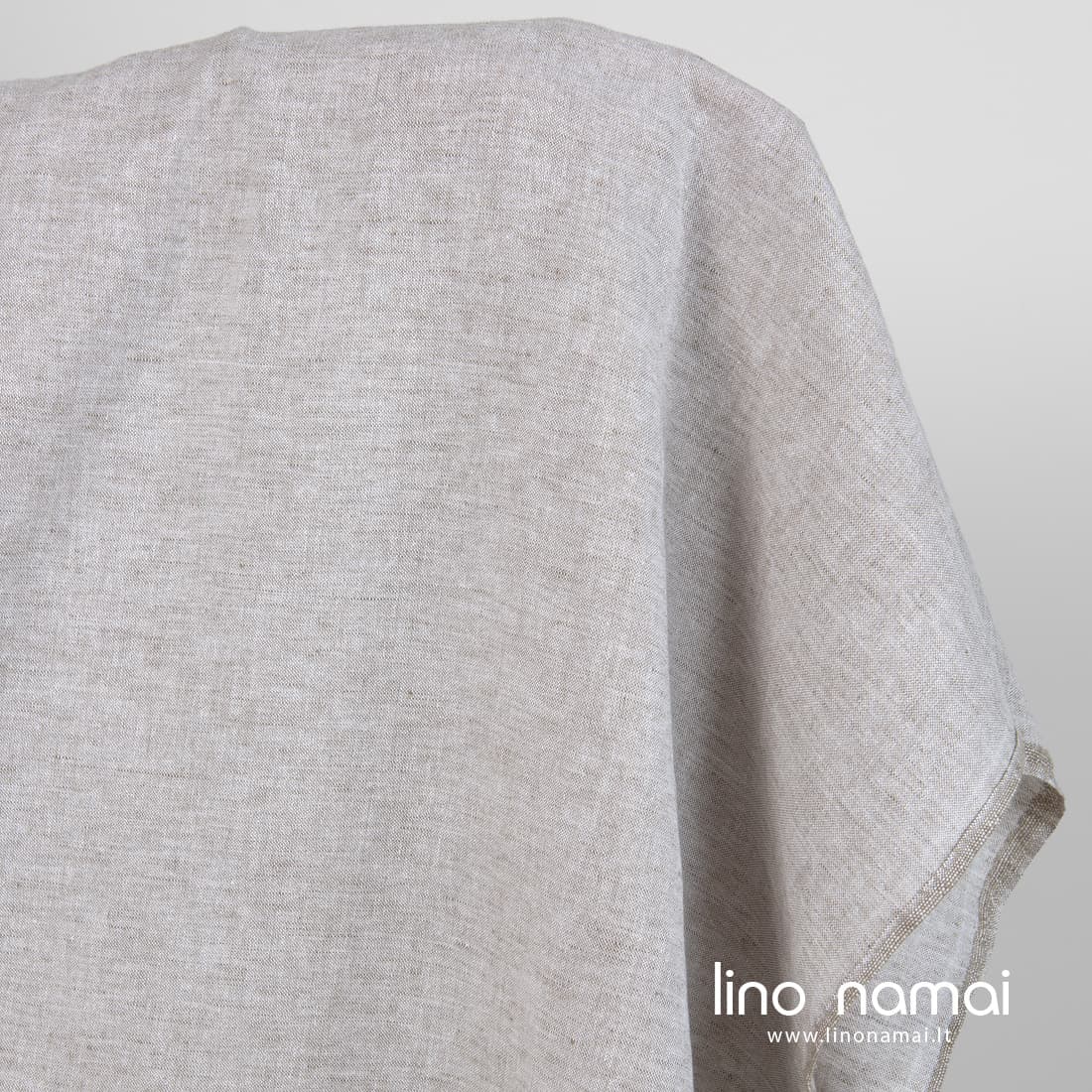 Puslininis audinys pilkai rusvas melanžinis skalbtas minkštas švelnus