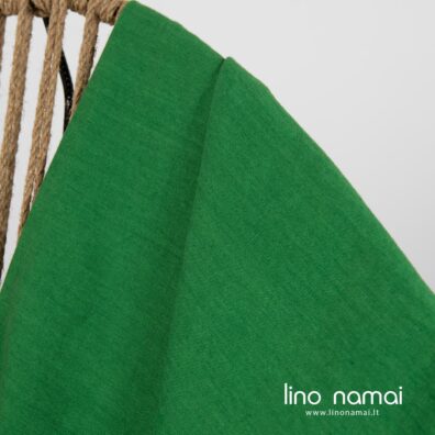 Ryškiai žalias pledas iš 100% lino