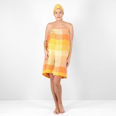 BINGO lininis oranžinis susegamas rankšluostis