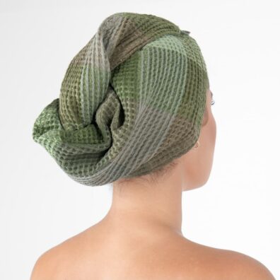 BINGO lino-medvilnė samanų spalvos dušo kepurė susegama saga