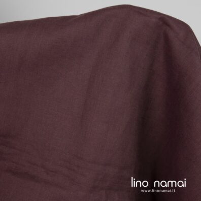 Melanžinis lininis audinys iš tamsiai rudų ir tamsiai violetinių verpalų