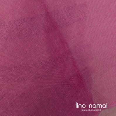 Lininis permatomas audinys ryškiai rožinis tinka šalikams ir užuolaidoms siūti