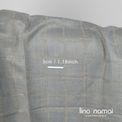 Lino - medvilnės audinys melsvai pilkas languotas dvipusis