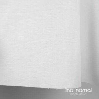 Lino - medvilnės audinys ryškiai baltas ruoželio raštu