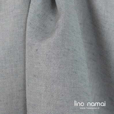 Lino - medvilnės audinys melsvai pilkas ruoželio raštu