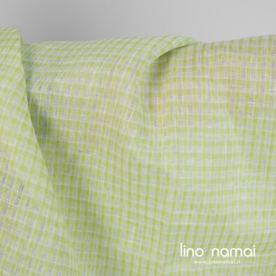 Lininis audinys žalsvai-baltai languotas