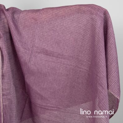 Lininis audinys violetinis permatomais langeliais