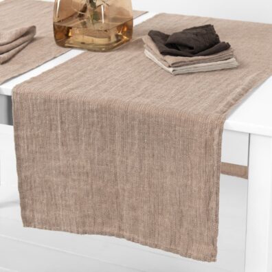 ALMOND lininis rudas raštuotas takelis