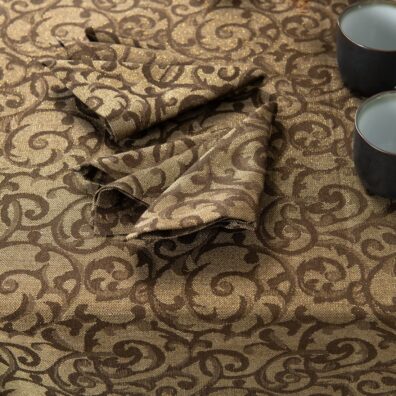 ATLANTA ruda lino - medvilnės staltiesė ir derančios servetėlės