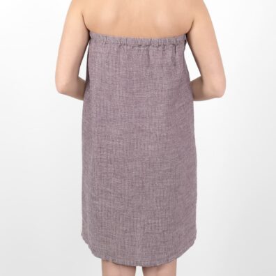 Lininis susegamas rankšluostis violetinis su ties krūtine įverta guma