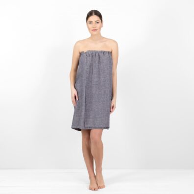 PURO lininis susegamas rankšluostis mėlynas