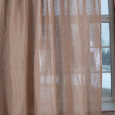 Lininė lengva užuolaida balintos kavos spalvos