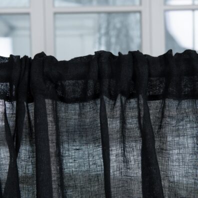 BOHEMIA lininė juoda užuolaida lengva, reta, permatoma