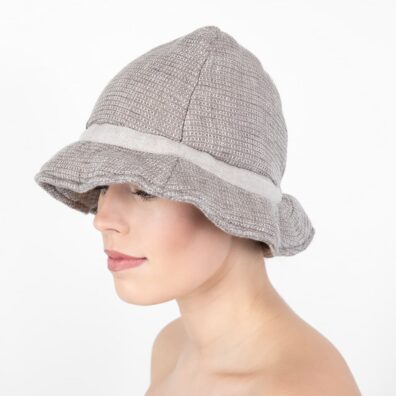 PURO lininė pirties kepurė pilkai ruda