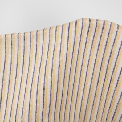 Lininis audinys geltonais ir mėlynais dryžiais 130cm pločio