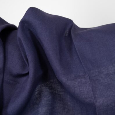 Lininis audinys tamsios kobalto mėlynos spalvos 150cm pločio