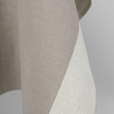 Lino-medvilnės audinys pilkšvai rusvas dryžuotas ruoželio raštu