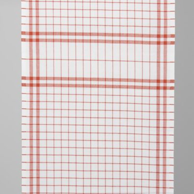 Medvilninis rankšluostinis audinys raudonais langeliais