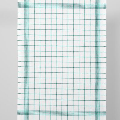 Lininis audinys rankšluostinis ryškiai žaliais langeliais