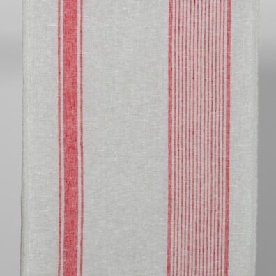 Lininis audinys rankšluostinis pilkas raudonais dryžiais