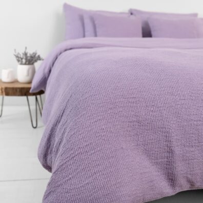 Rausvai violetinė melanžinė lino - medvilnės patalynė