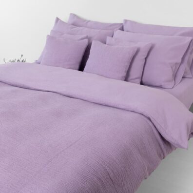 Lino - medvilnės patalynė iš melanžinio violetinio audinio